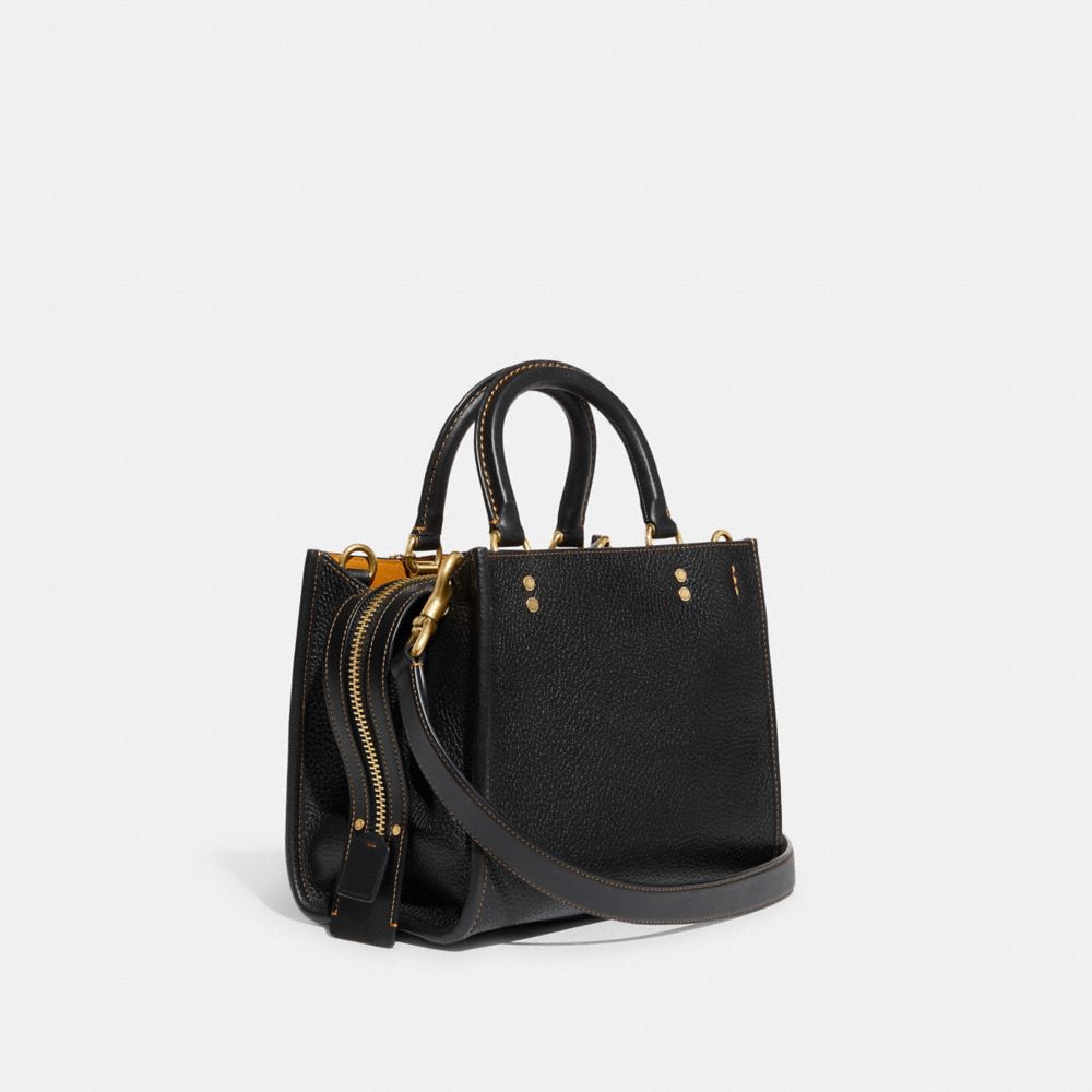 COACH®,ローグ 25・リジェネラティブ レザー,ショルダーバッグ,ﾌﾞﾗｽ/ﾌﾞﾗｯｸ