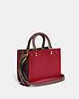 COACH®,ROGUE 25 IN COLORBLOCK,Smooth Leather,Medium,Brass/Brick Red Multi,Angle View