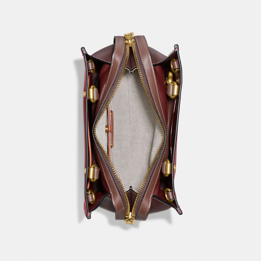 COACH®,ROGUE BAG 25 IN COLORBLOCK,Glovetan Leather,Medium,Brass/Brick Red Multi,Inside View,Top View