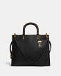 COACH®,ROGUE BAG IN REGENERATIVE LEATHER,Smooth Leather,Large,Brass/Black,Front View