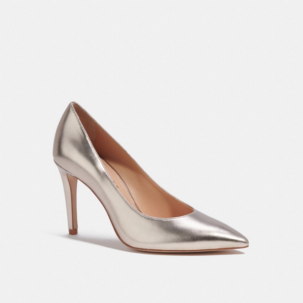 COACH®,Skyler Pump,Pumps,Cocktail,Silver,Metallic,Front View