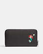COACH®,DISNEY X COACH LONG ZIP AROUND WALLET WITH SIGNATURE CANVAS INTERIOR AND A LOVELY MESS MOTIF,Mini,Silver/Black Multi/Graphite,Back View