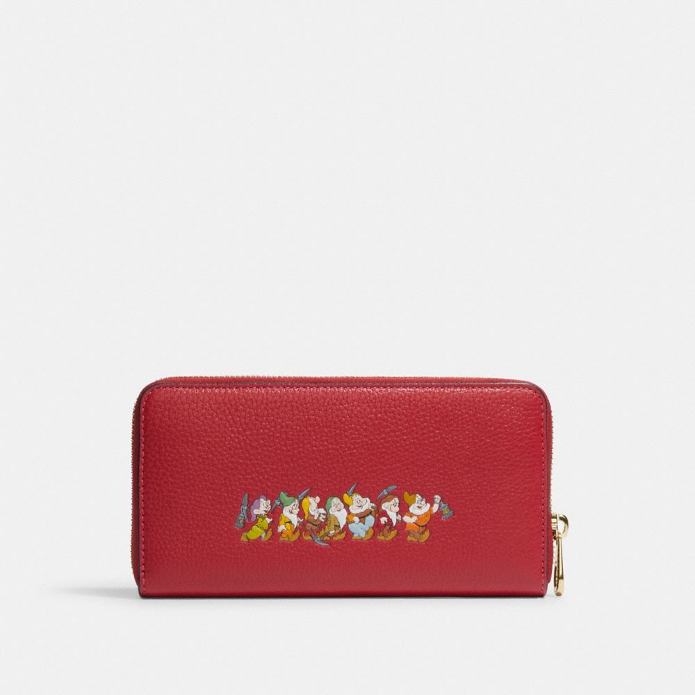 COACH Women's Long Zip Around Wallet - Gold/Red