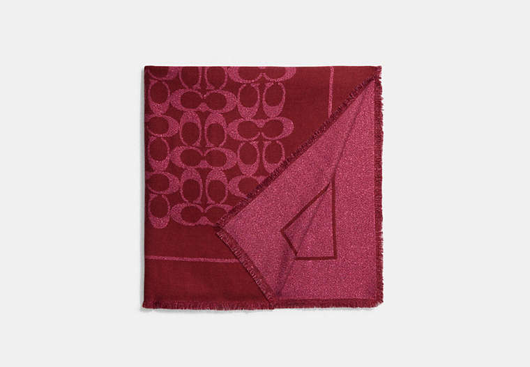 COACH®,SIGNATURE SHAWL,wool,Cherry,Front View