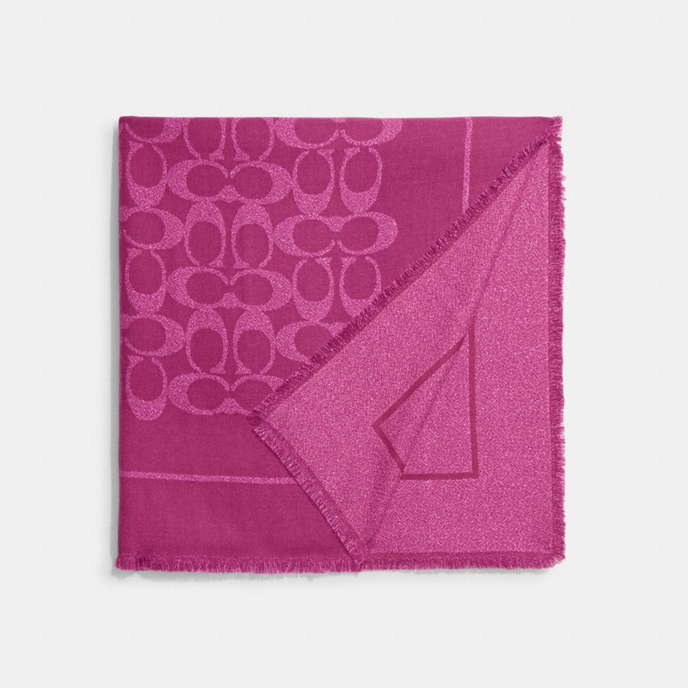 COACH®,SIGNATURE SHAWL,Deep Plum,Front View