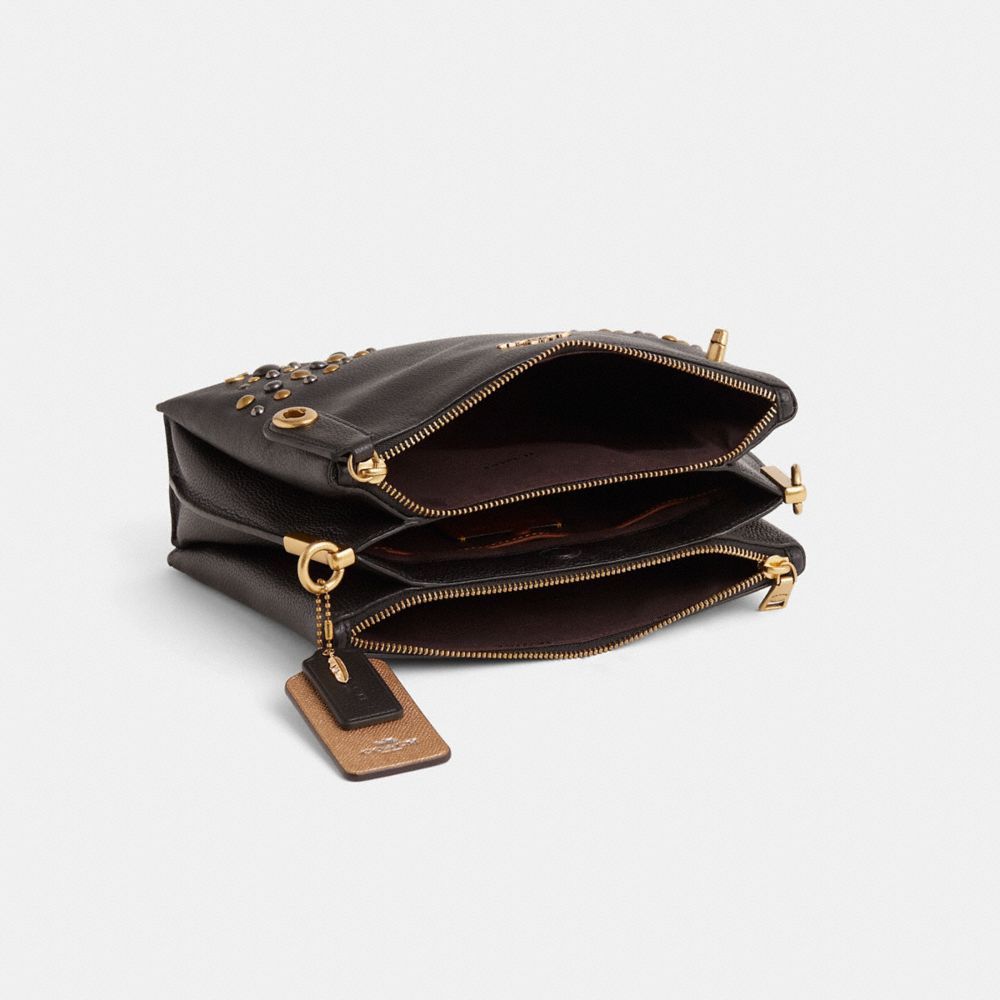 COACH®,Upcrafted Double Zip Shoulder Bag,,Inside View,Top View