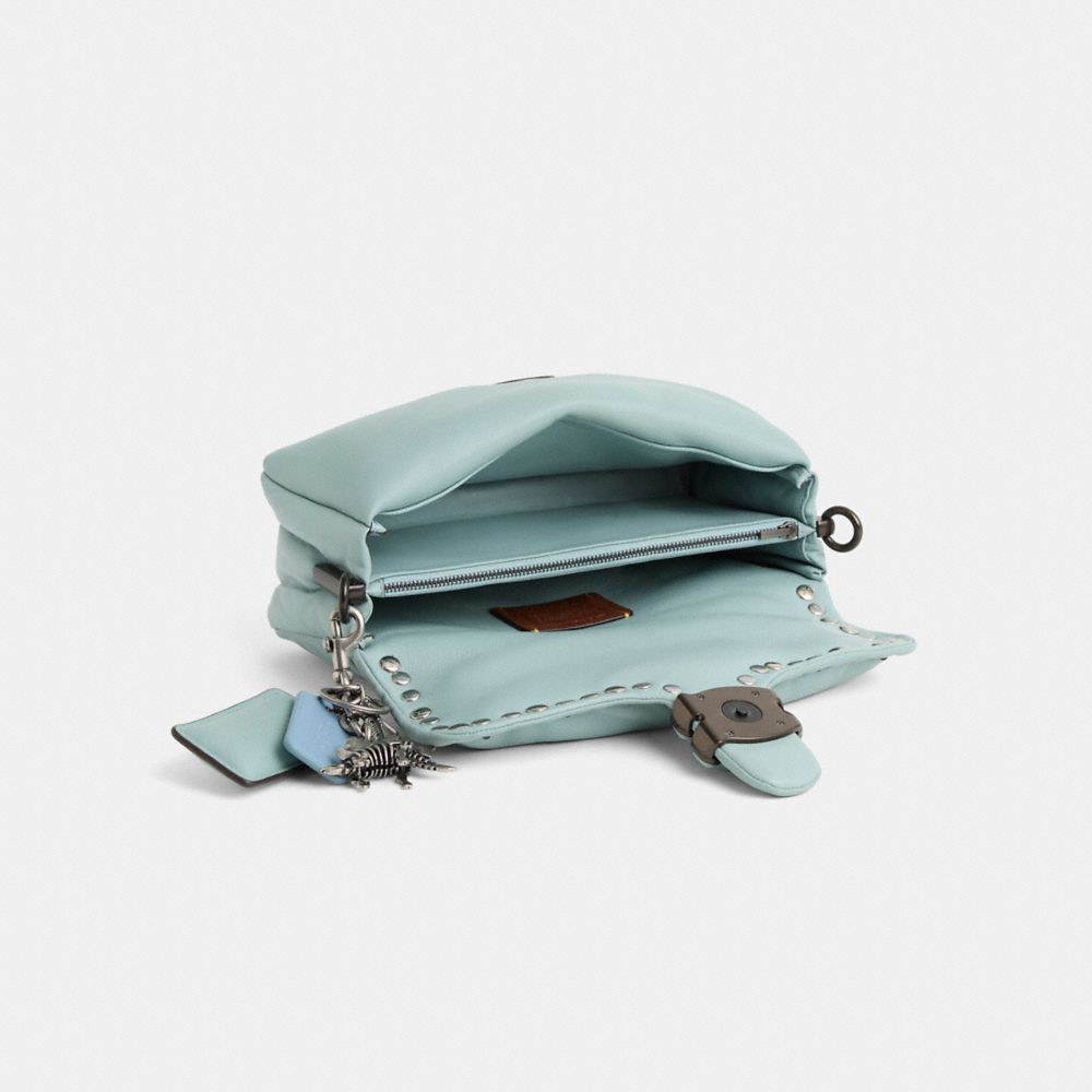 COACH®,Upcrafted Pillow Tabby Shoulder Bag 26,Shoulder Bag,Logo,Metal,Studded,3D Embellishment,Color Metal,Day Party,Casual,Blue,Inside View,Top View