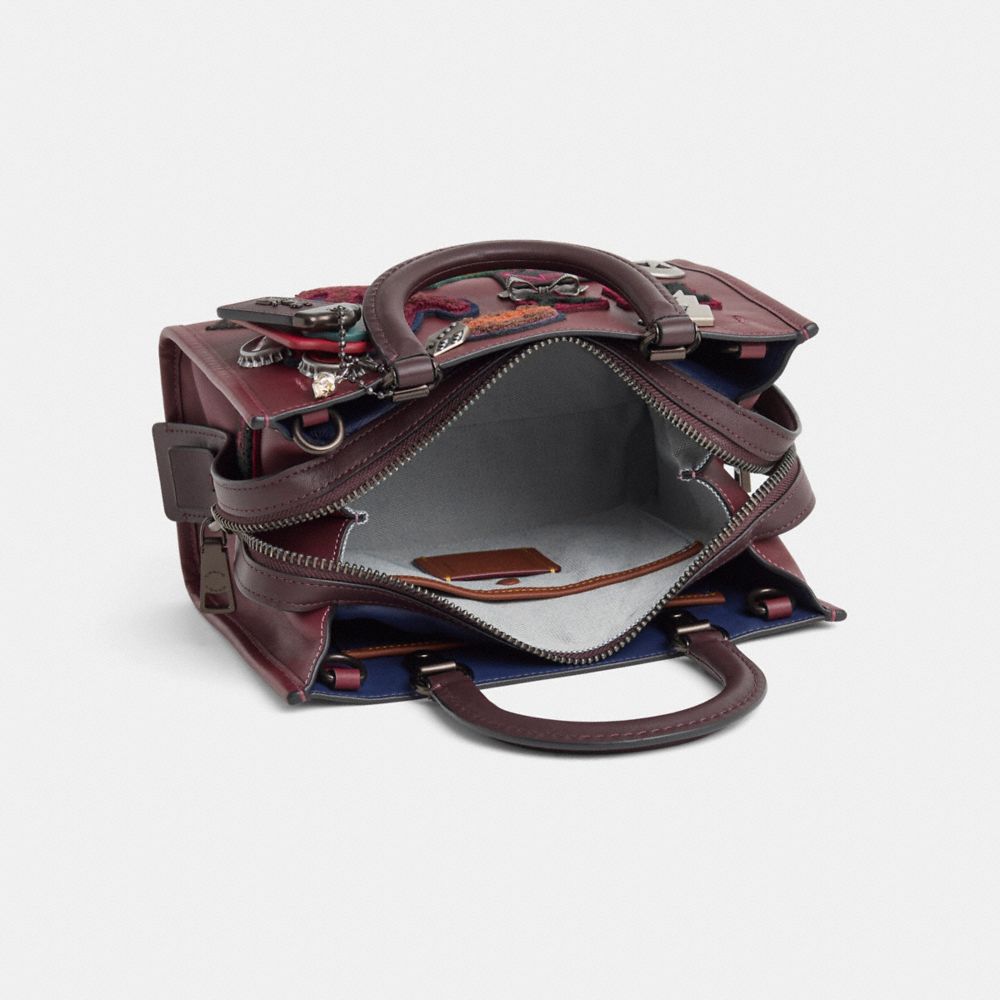 COACH®,Upcrafted Rogue 25 With Varsity Patches,Maroon,Inside View,Top View