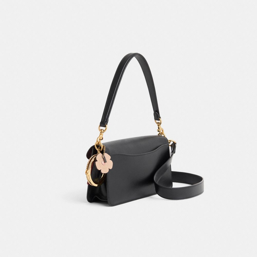 COACH®,Upcrafted Tabby Shoulder Bag 26,Calfskin Leather,Shoulder Bag,Logo,Metal,Embroidered,Gold Metal,Day Party,Black,Angle View