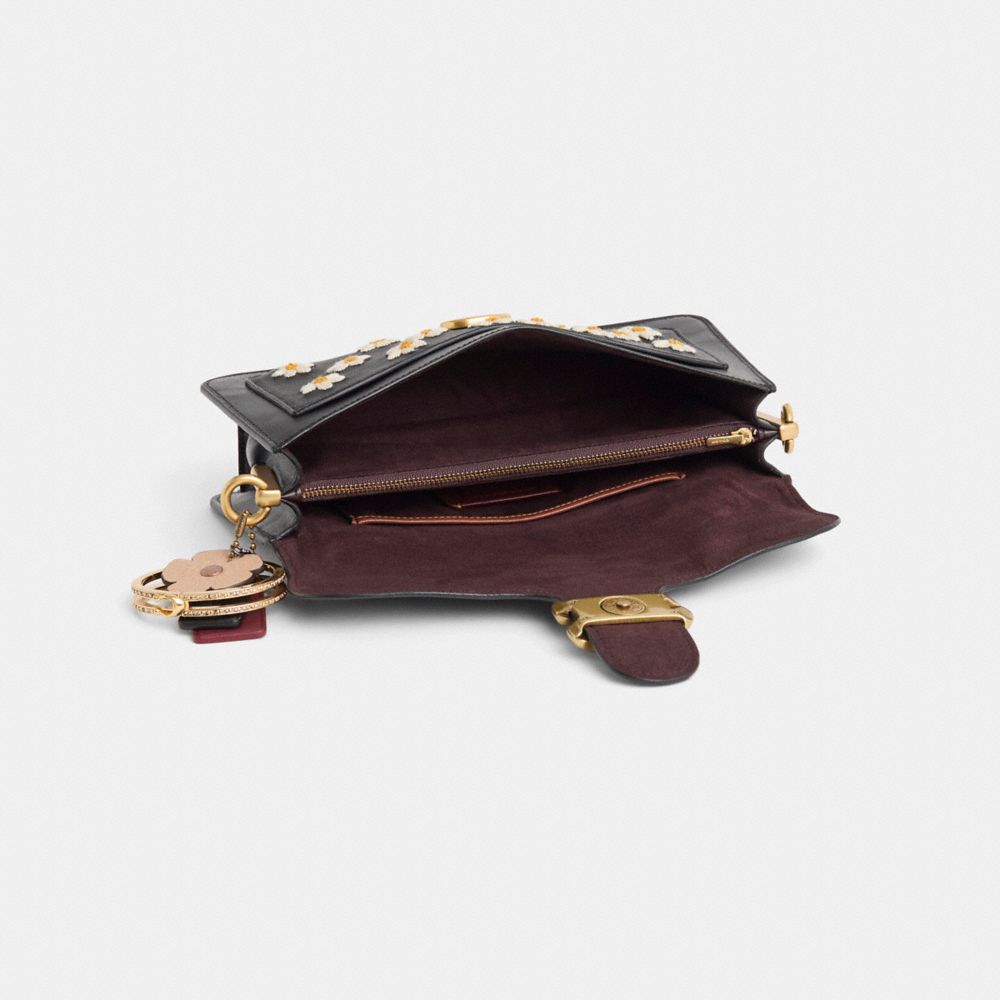 COACH®,Upcrafted Tabby Shoulder Bag 26,Calfskin Leather,Shoulder Bag,Logo,Metal,Embroidered,Gold Metal,Day Party,Black,Inside View,Top View