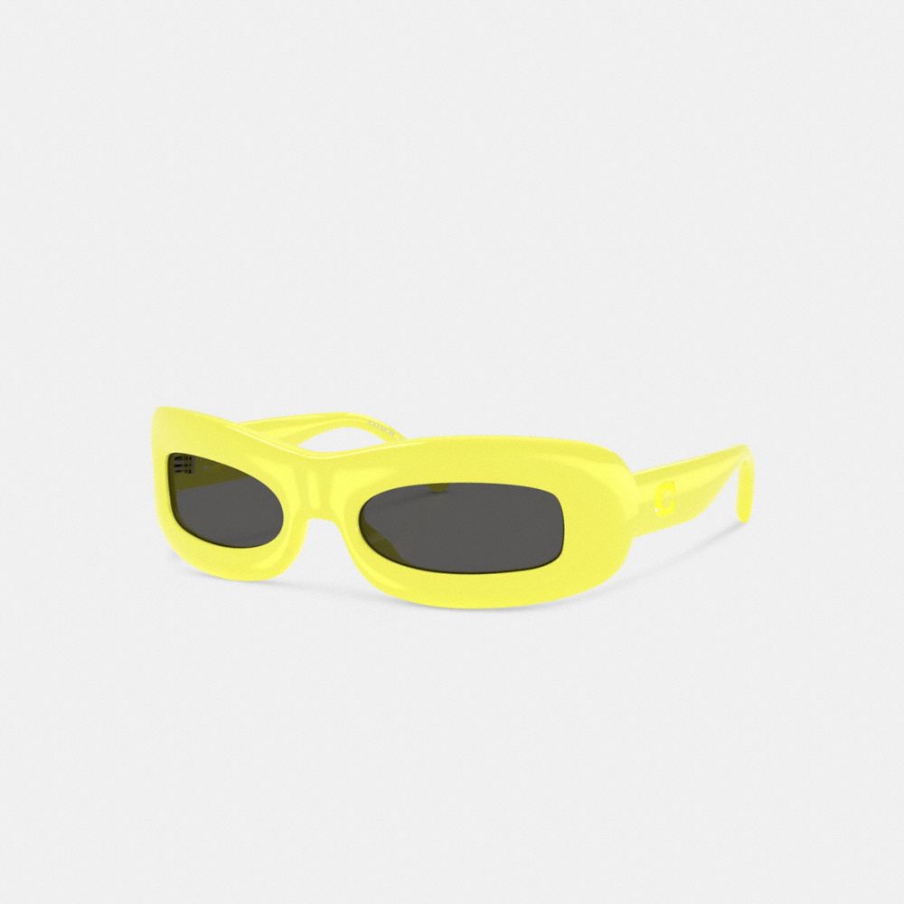 Coach Chunky Narrow Rectangle Sunglasses In Yellow