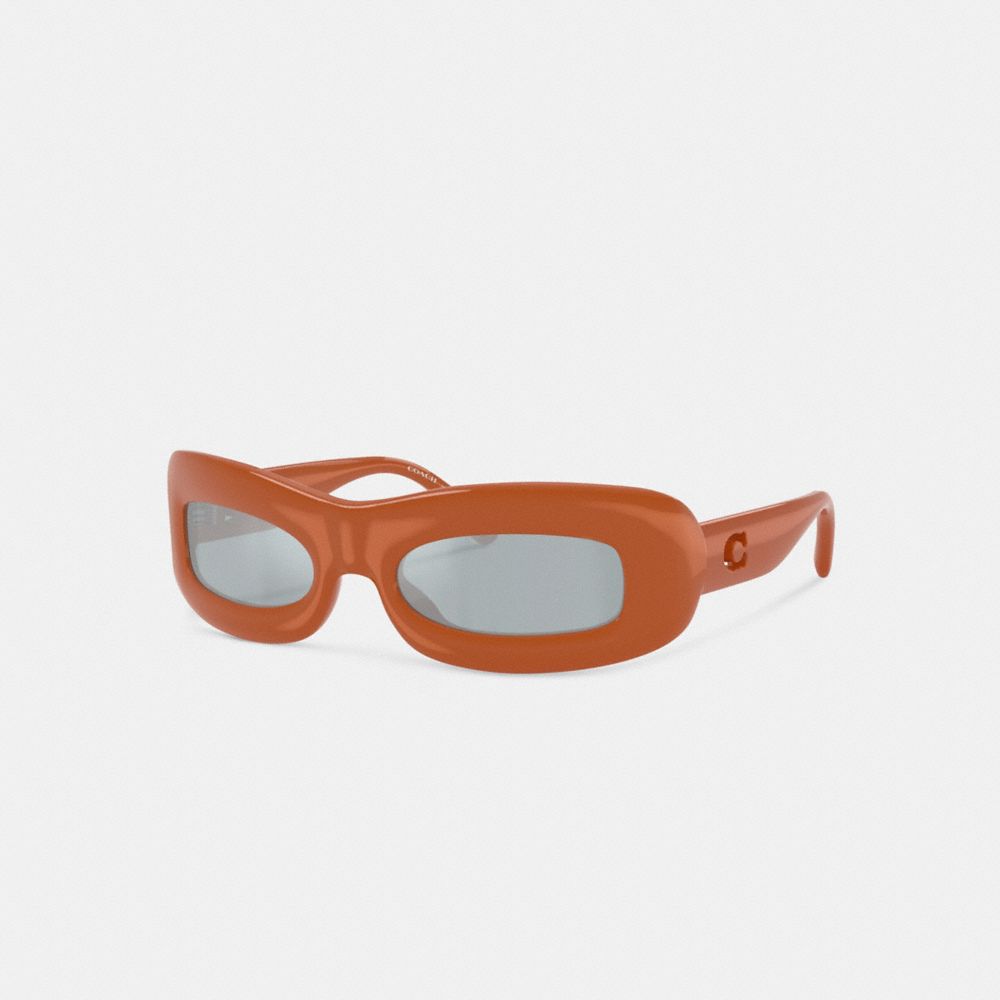 Coach Chunky Narrow Rectangle Sunglasses In Brown