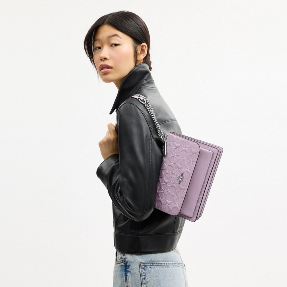 COACH®,Klare Crossbody Bag In Signature Leather,Lavender,Detail View