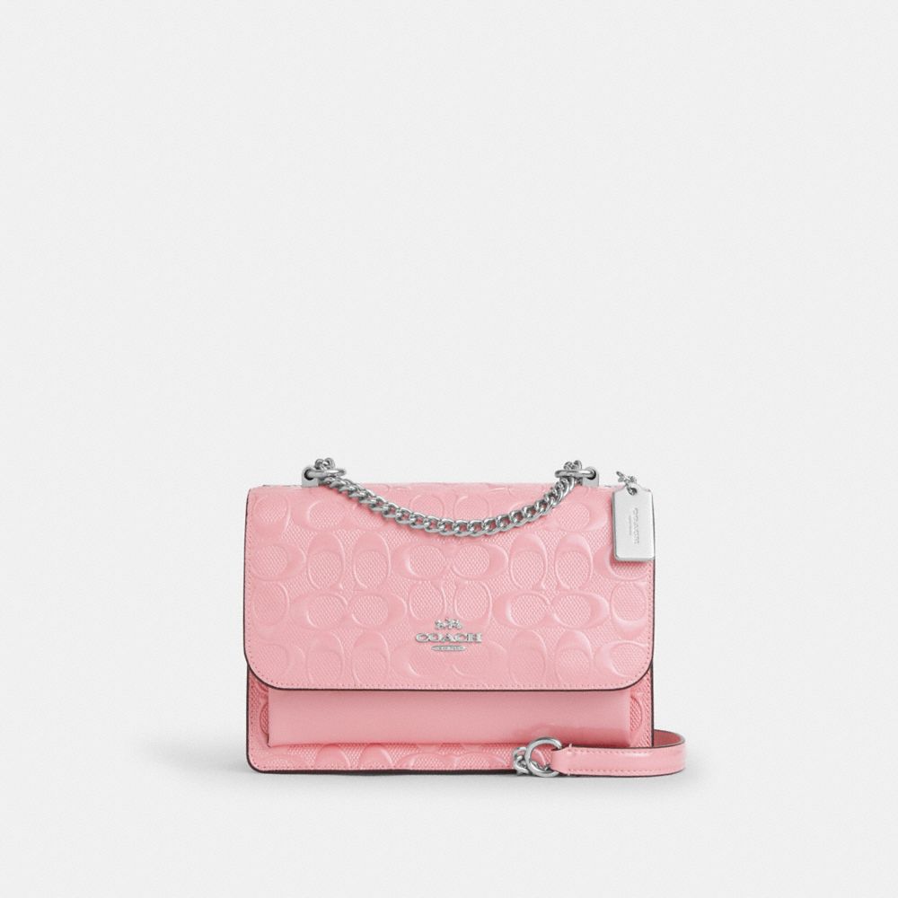 COACH®,Klare Crossbody Bag In Signature Leather,Pink,Front View