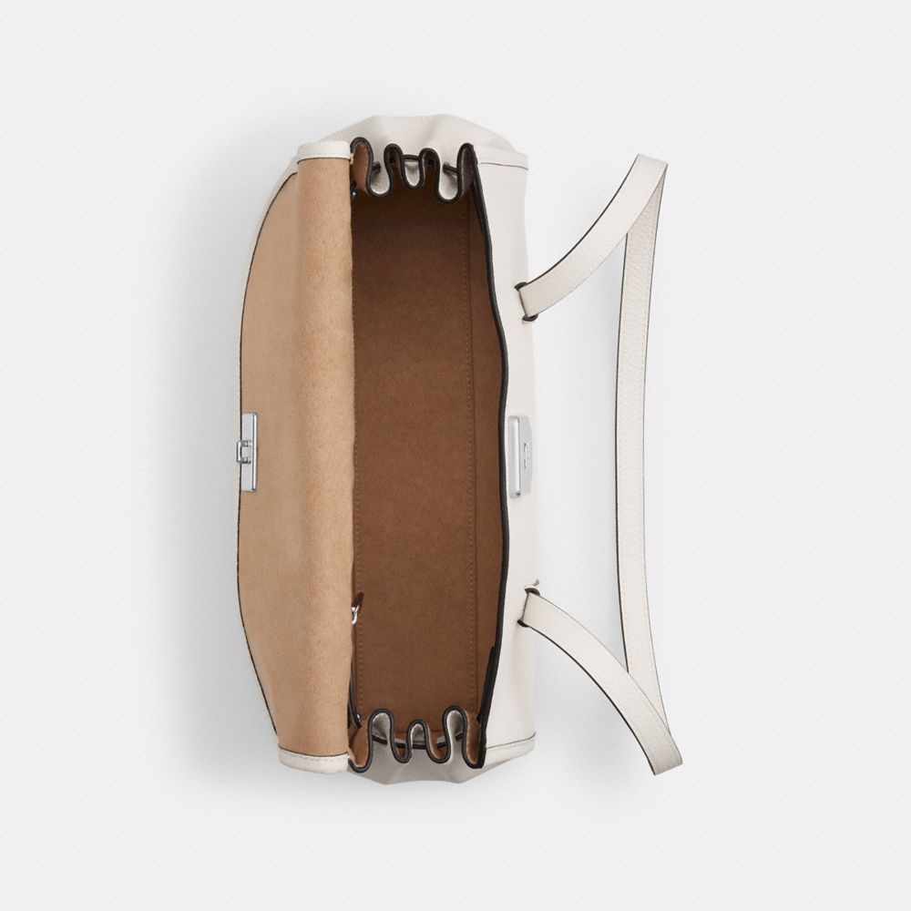 COACH®,Bridget Flap Shoulder Bag,Leather,Shoulder Bag,Logo,Metal,Gold Metal,Casual,White,Inside View,Top View