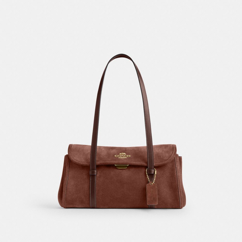 COACH&reg;,Bridget Flap Shoulder Bag,Brown,Front View
