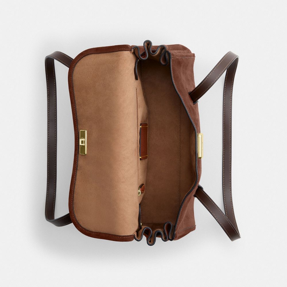 COACH®,Bridget Flap Shoulder Bag,Brown,Inside View,Top View