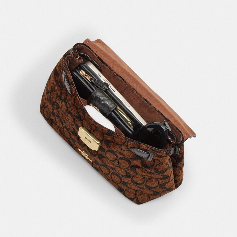 COACH®,エモリー トップ ハンドル バッグ・シグネチャー シェニール,ﾄﾘｭﾌ