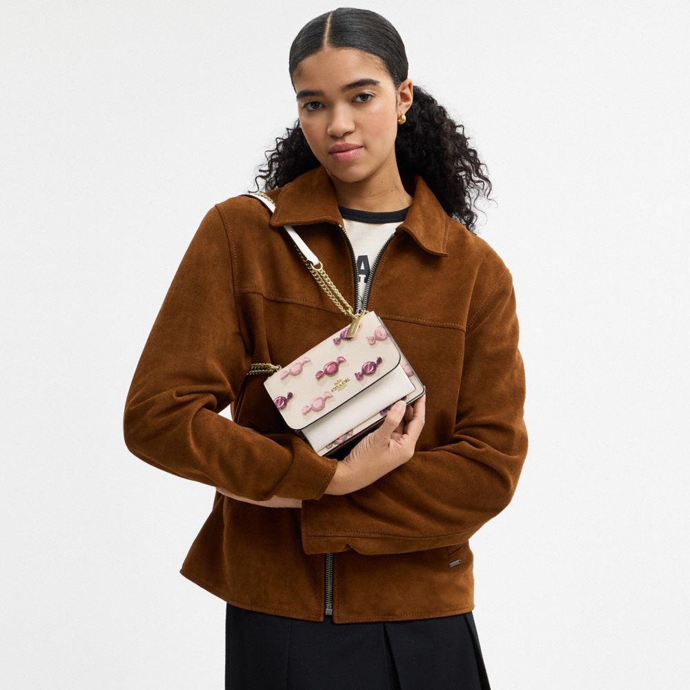 COACH®,Mini Klare Crossbody Bag With Candy Print,Cream,Detail View