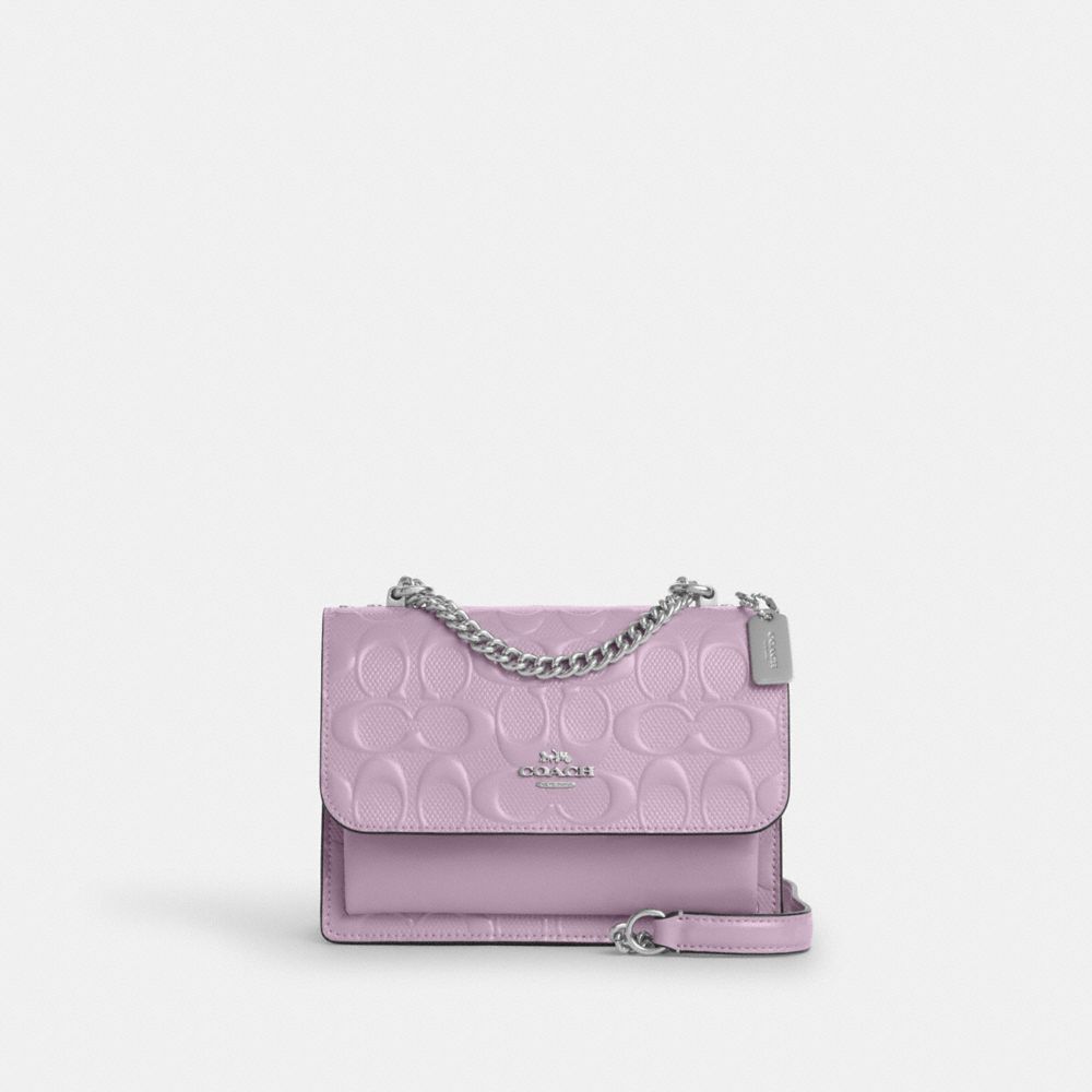 COACH®,Mini Klare Crossbody Bag In Signature Leather,Lavender,Front View