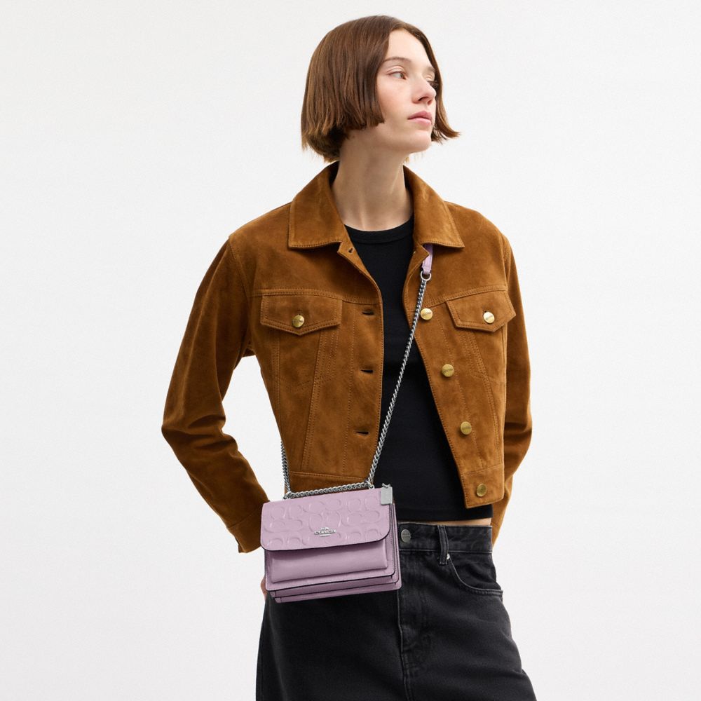 COACH®,Mini Klare Crossbody Bag In Signature Leather,Lavender