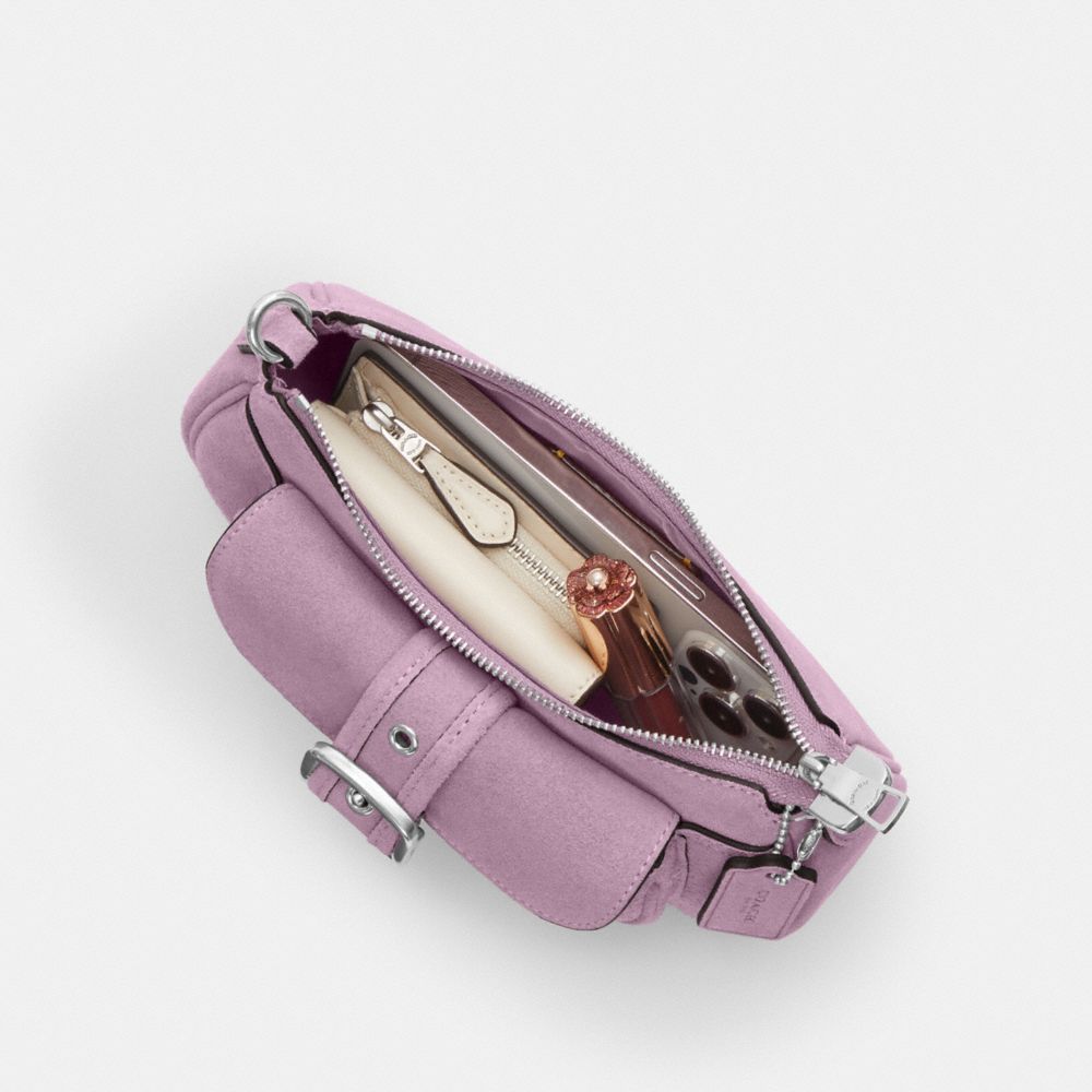 COACH®,Ashton Mini Shoulder Bag,Suede,Leather,Shoulder Bag,Day Party,Lavender,Inside View,Top View