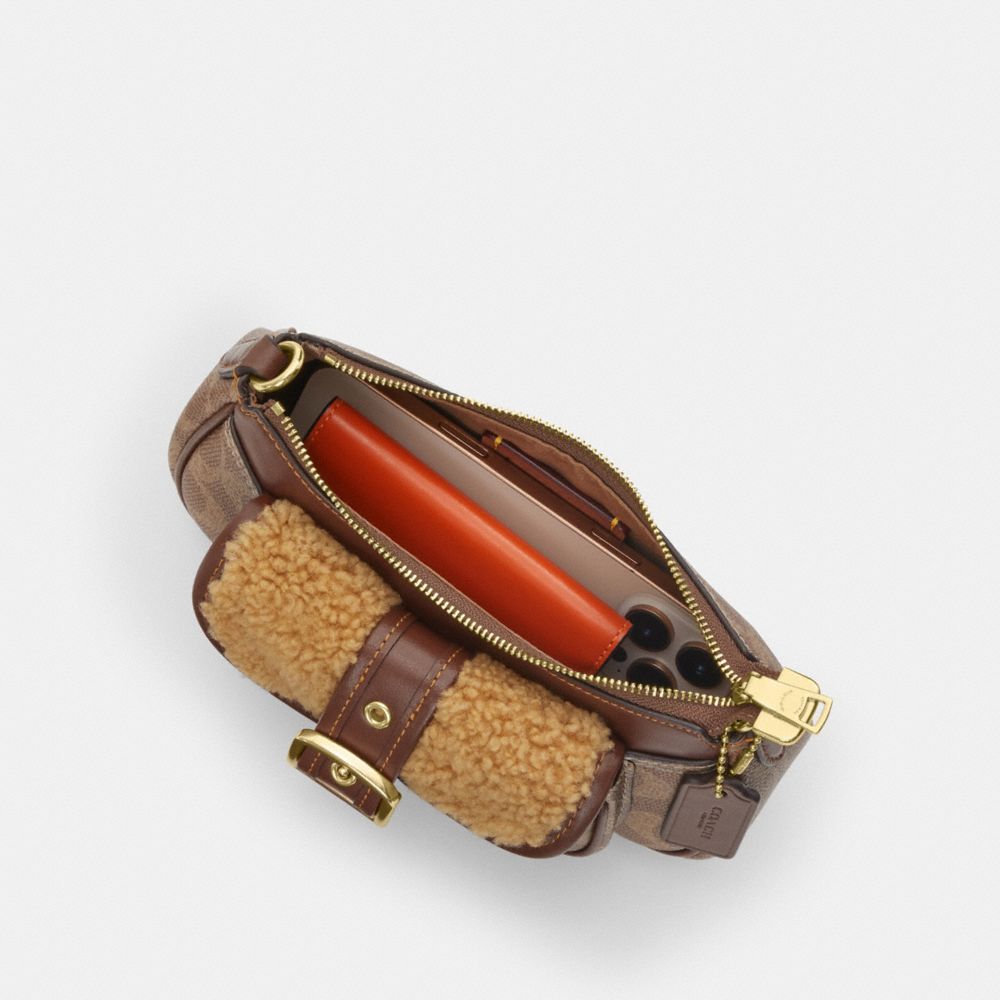 COACH®,Ashton Mini Shoulder Bag In Signature Canvas,,Inside View,Top View