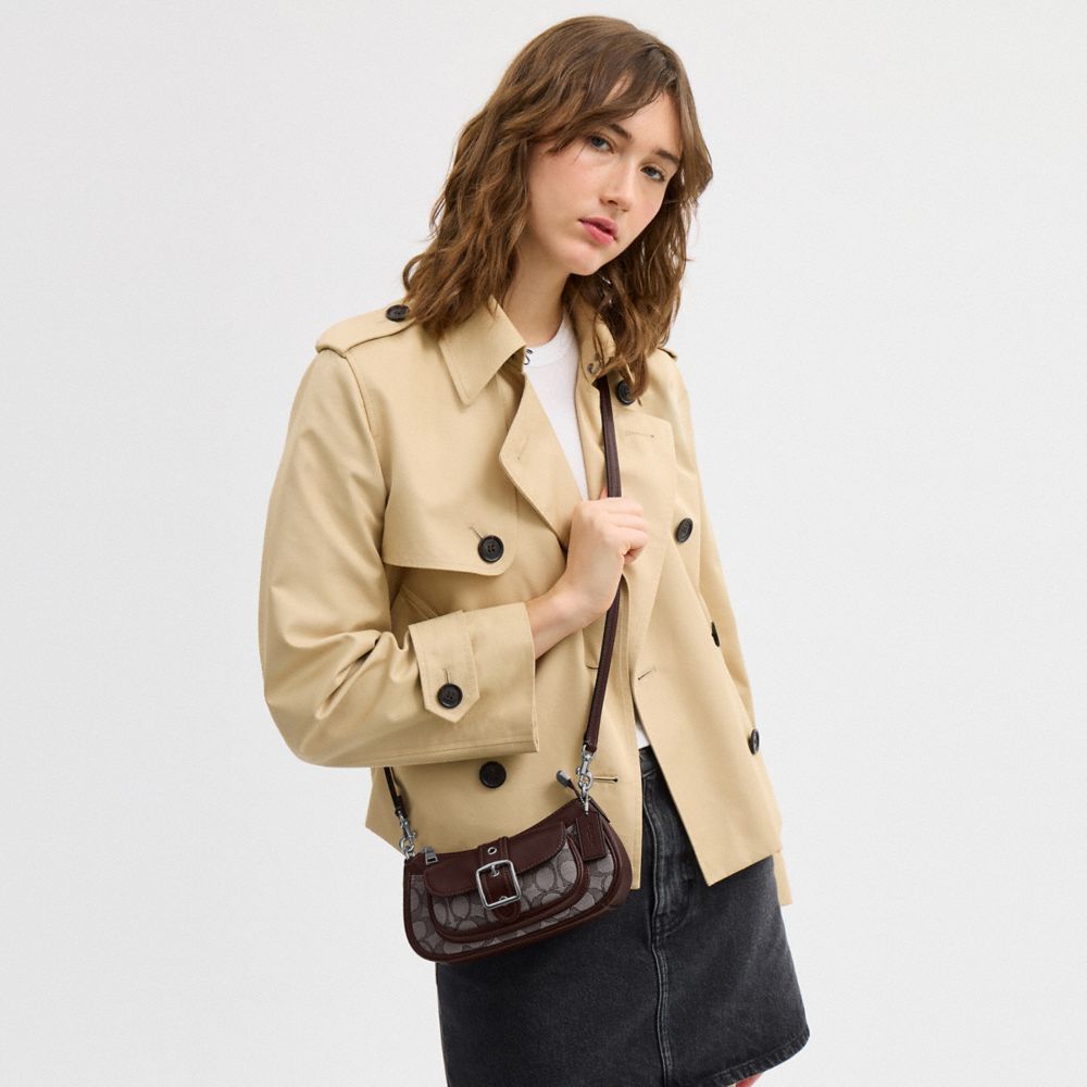 COACH®,Ashton Mini Shoulder Bag In Signature Jacquard,Brown