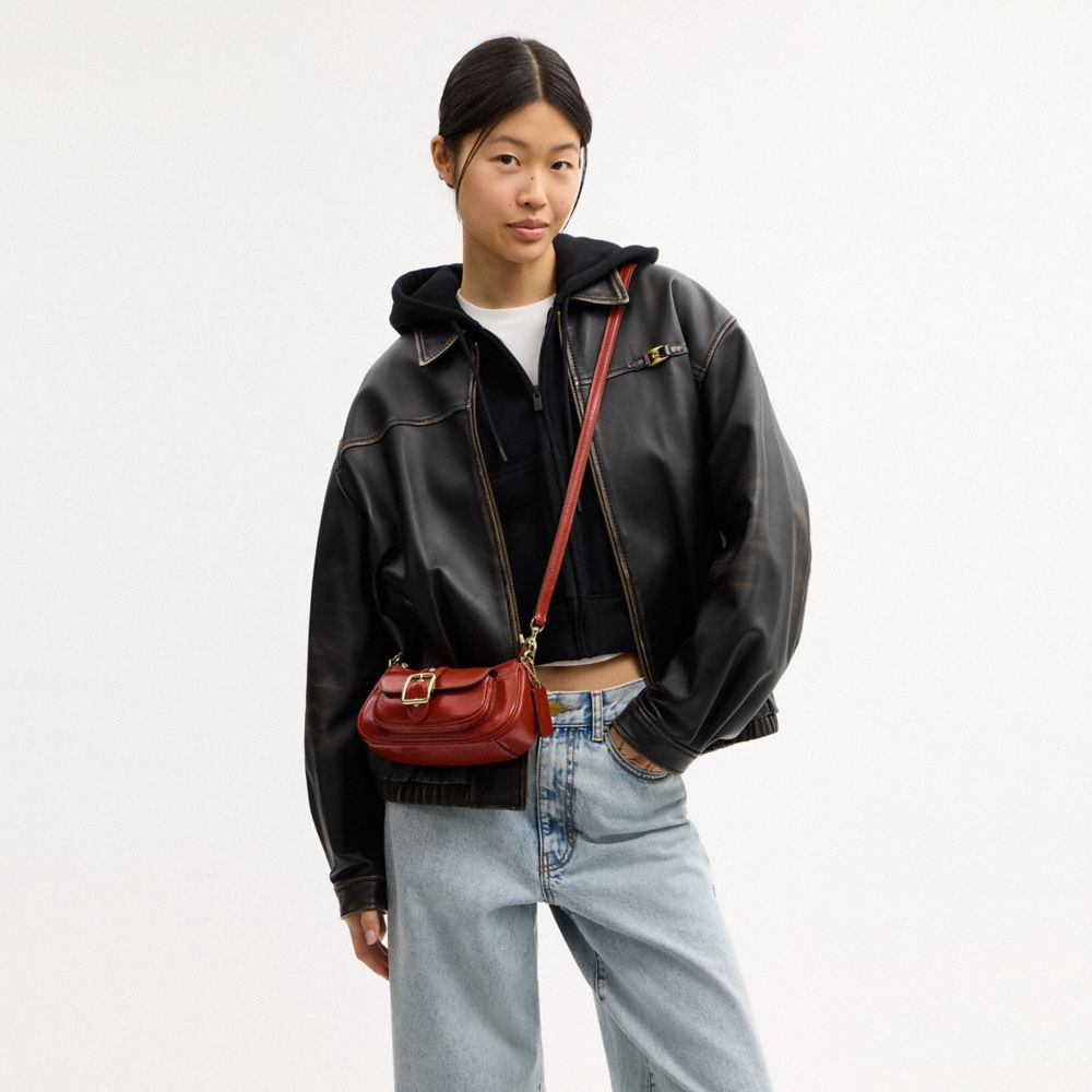 COACH®,Ashton Mini Shoulder Bag,Leather,Shoulder Bag,Compact,Day Party,Brown