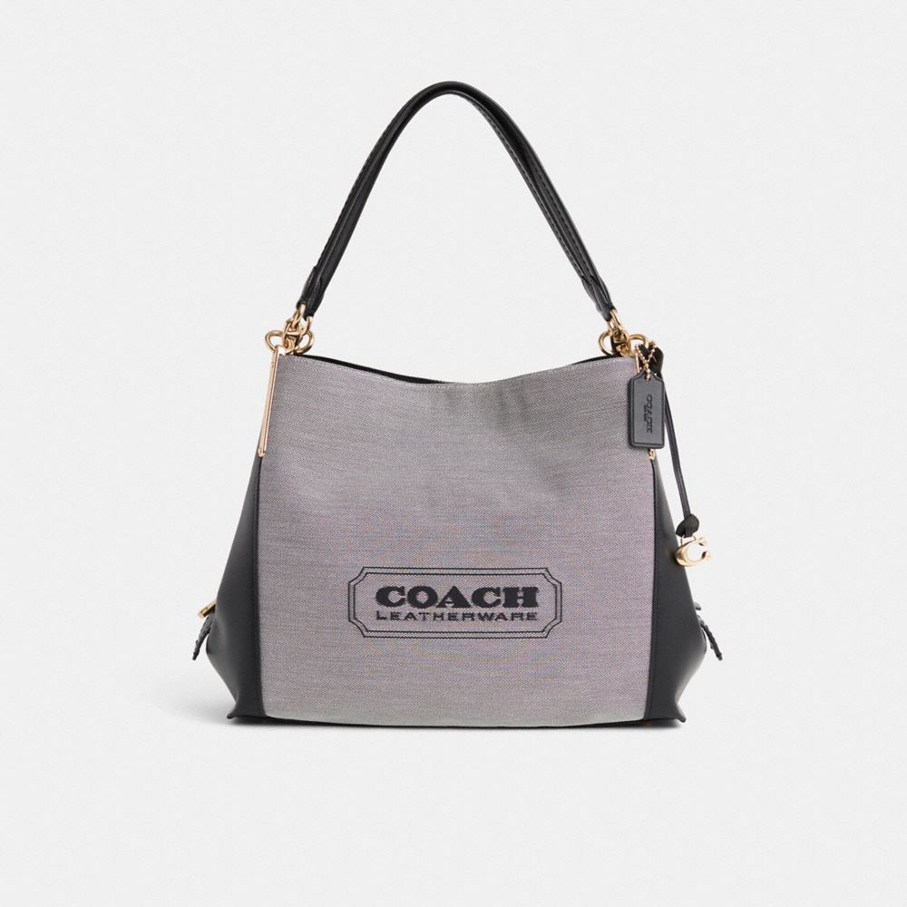 Coach Restored Dalton Bag 31 With  Badge In Gold/salt Black