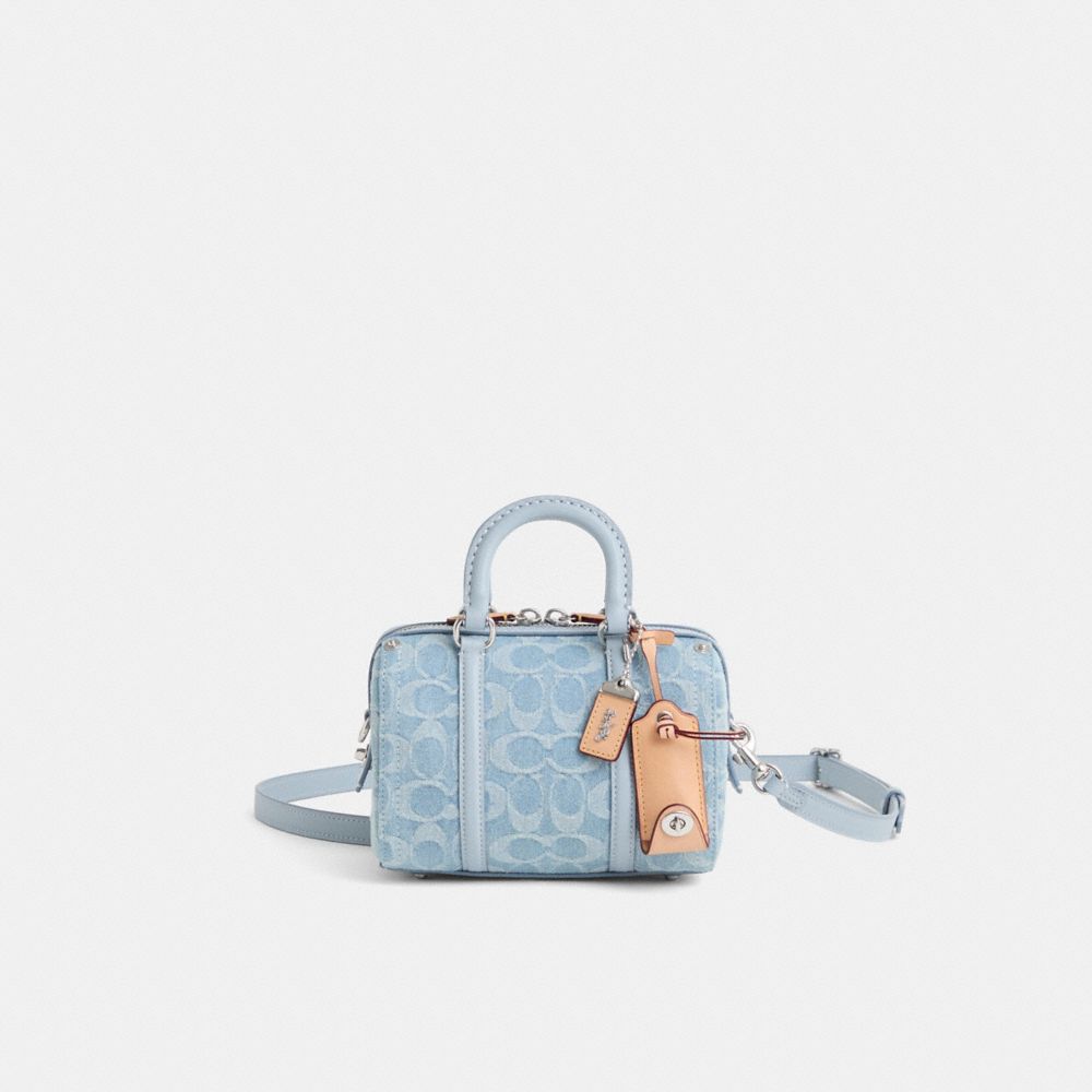 COACH®,Restored Ruby Satchel 18 In Signature Denim,,Front View