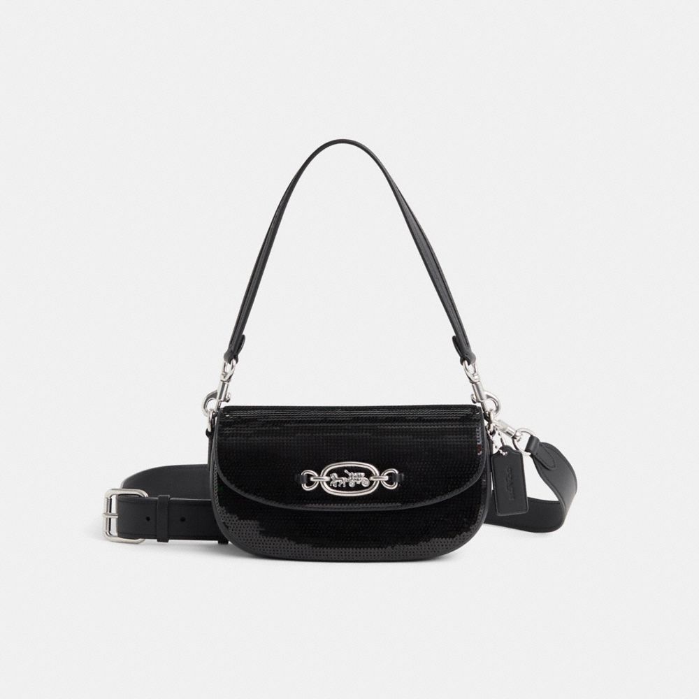 Coach Restored Harley Shoulder Bag 23 With Sequins In Silver/black