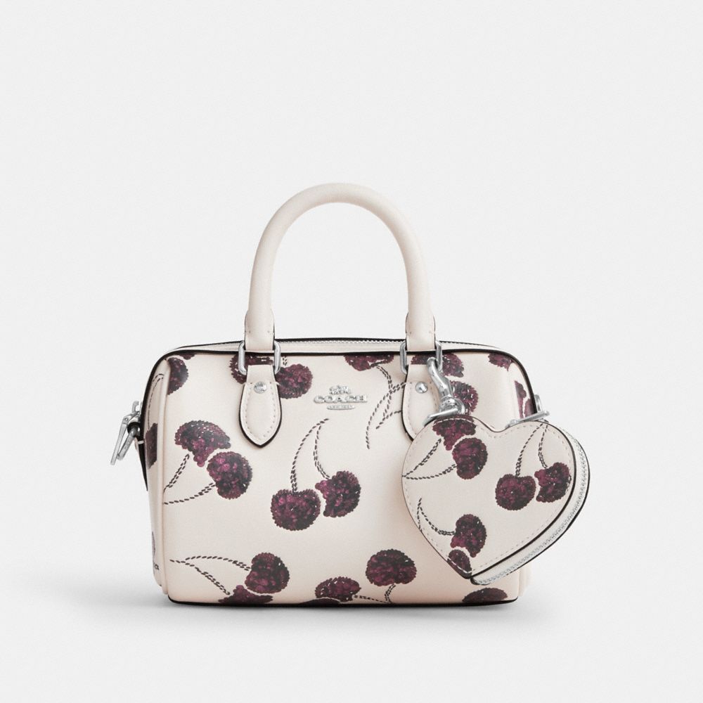 COACH®,Heart Bag Charm With Cherry Print,,Angle View