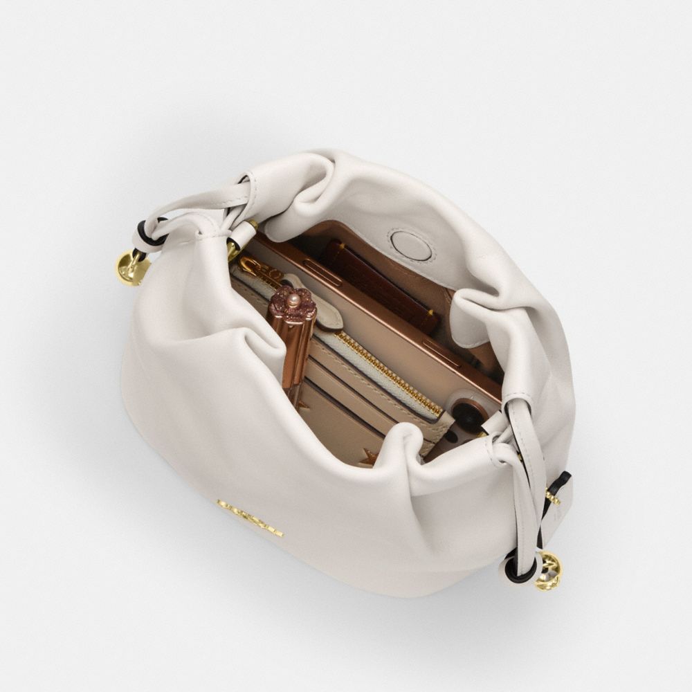 COACH®,Faye Mini Drawstring Bag With Ruching,,Inside View,Top View