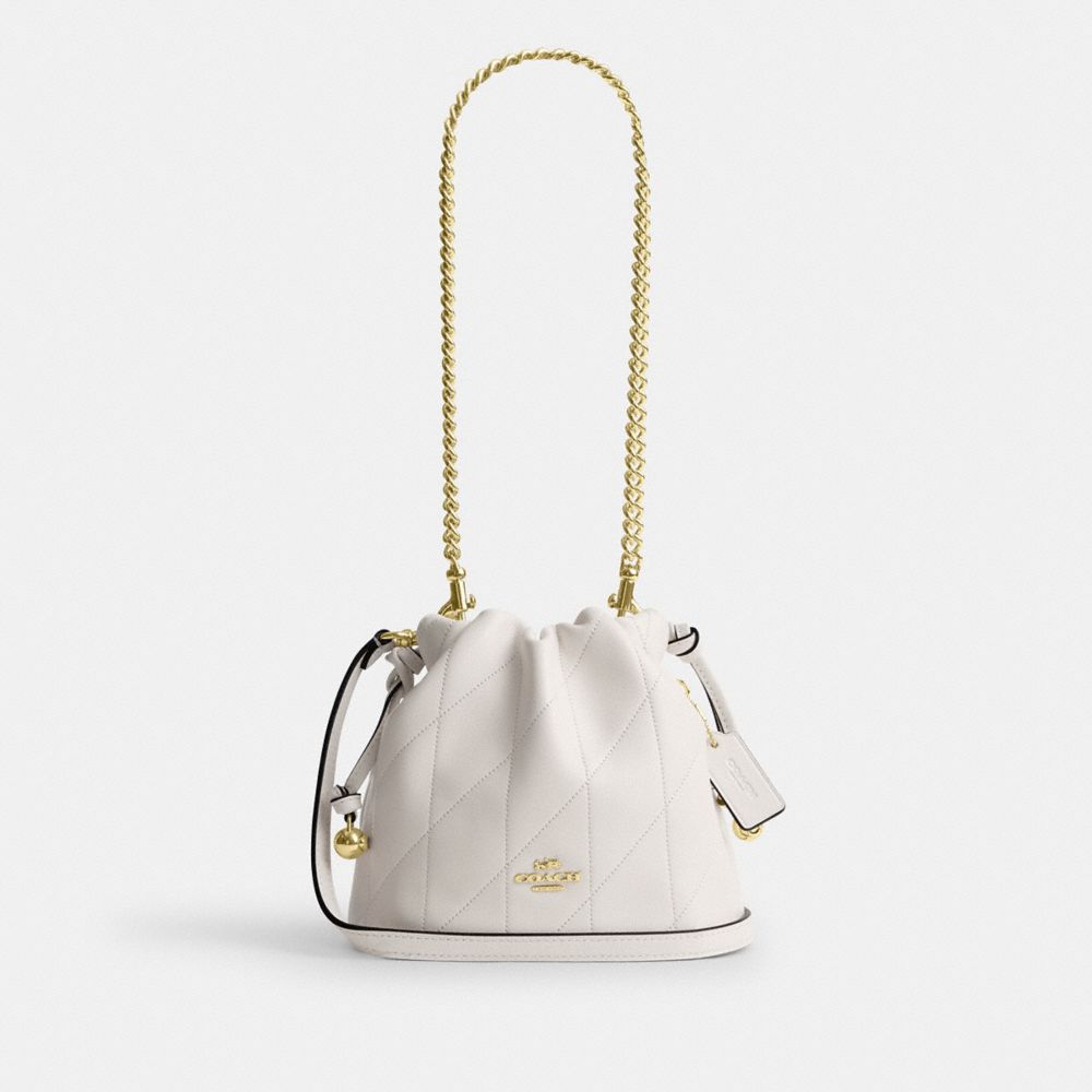 COACH®,フェイ ミニ ドローストリング バッグ・キルティング,ミニバッグ＆クラッチバッグ,ｽﾚｰﾄ,ﾁｮｰｸ,Front View
