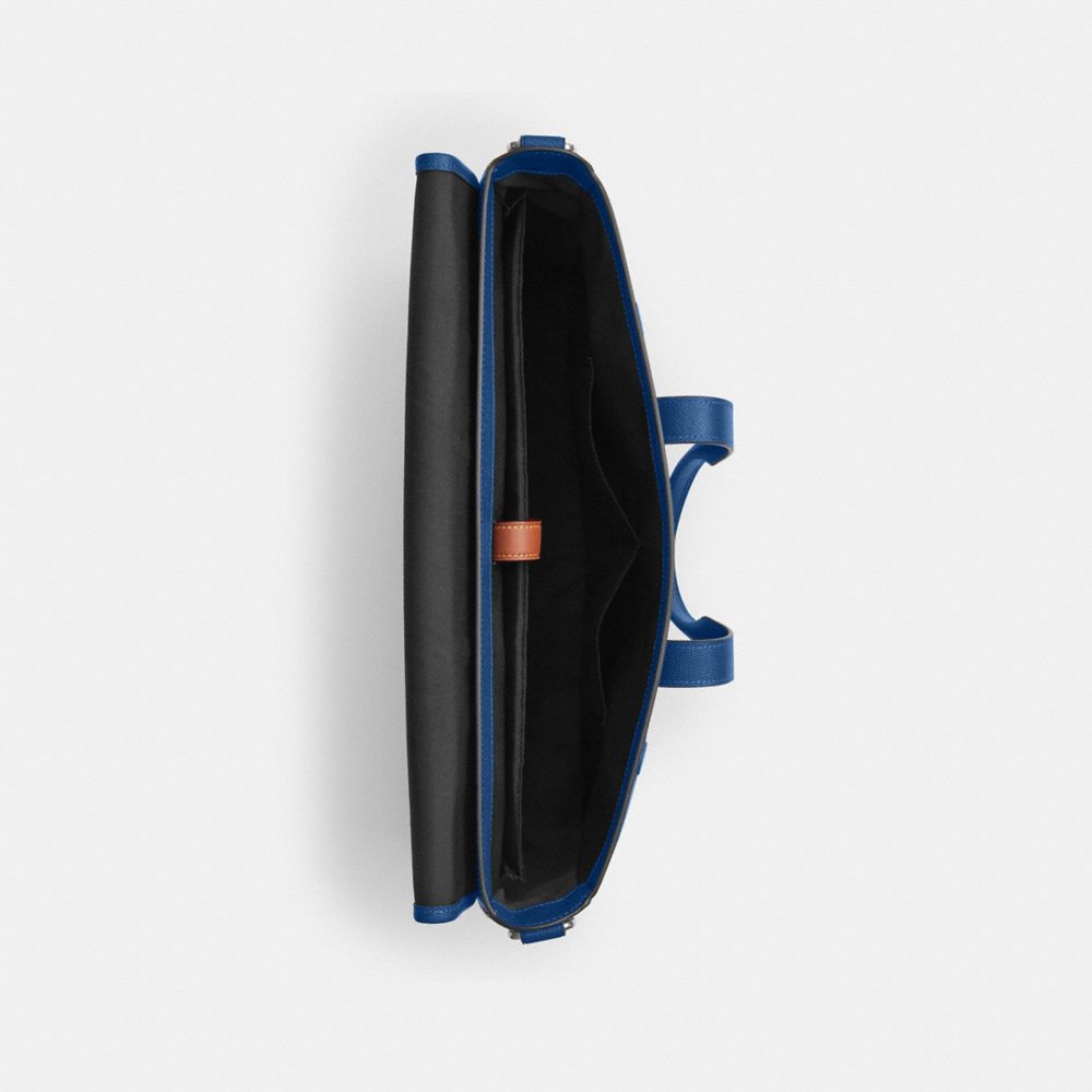 COACH®,Sullivan Portfolio Brief,Leather,Briefcase,Work,Blue,Inside View,Top View