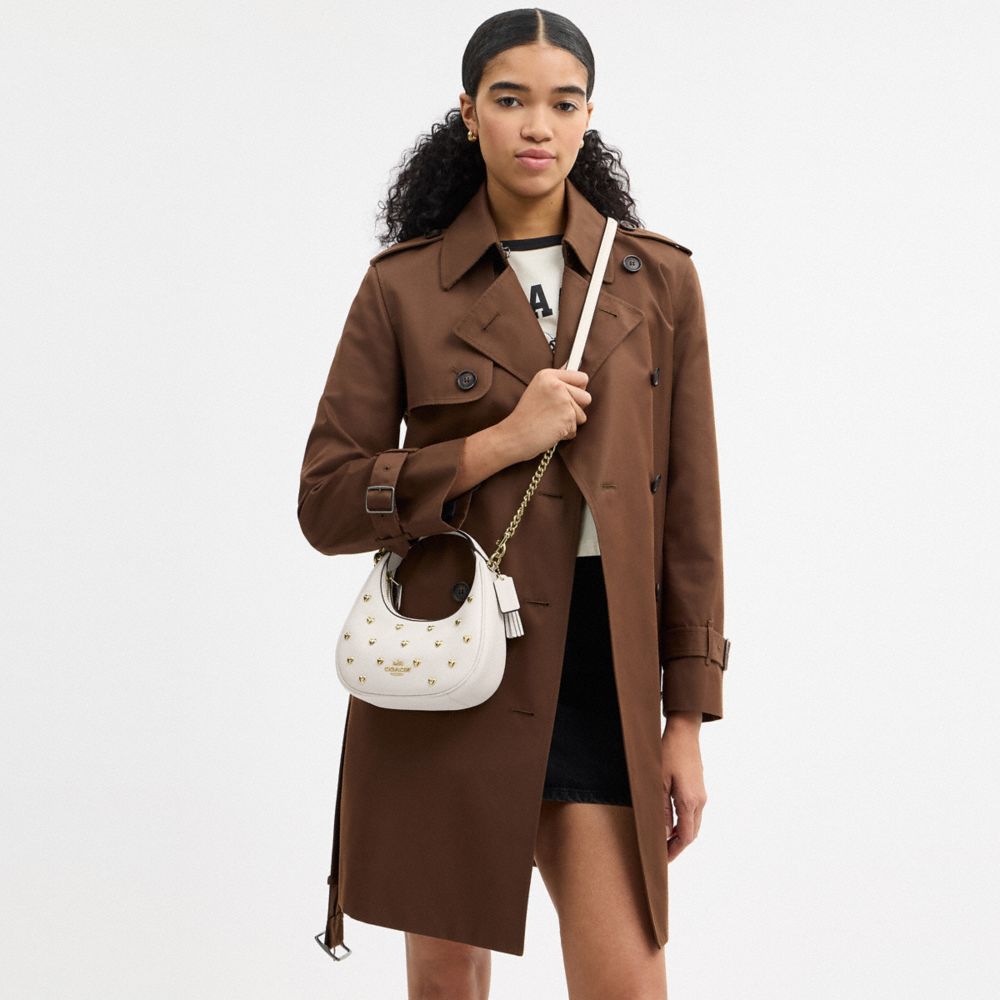 COACH®,Carmen Mini Crossbody Bag With Heart Rivets,Cream