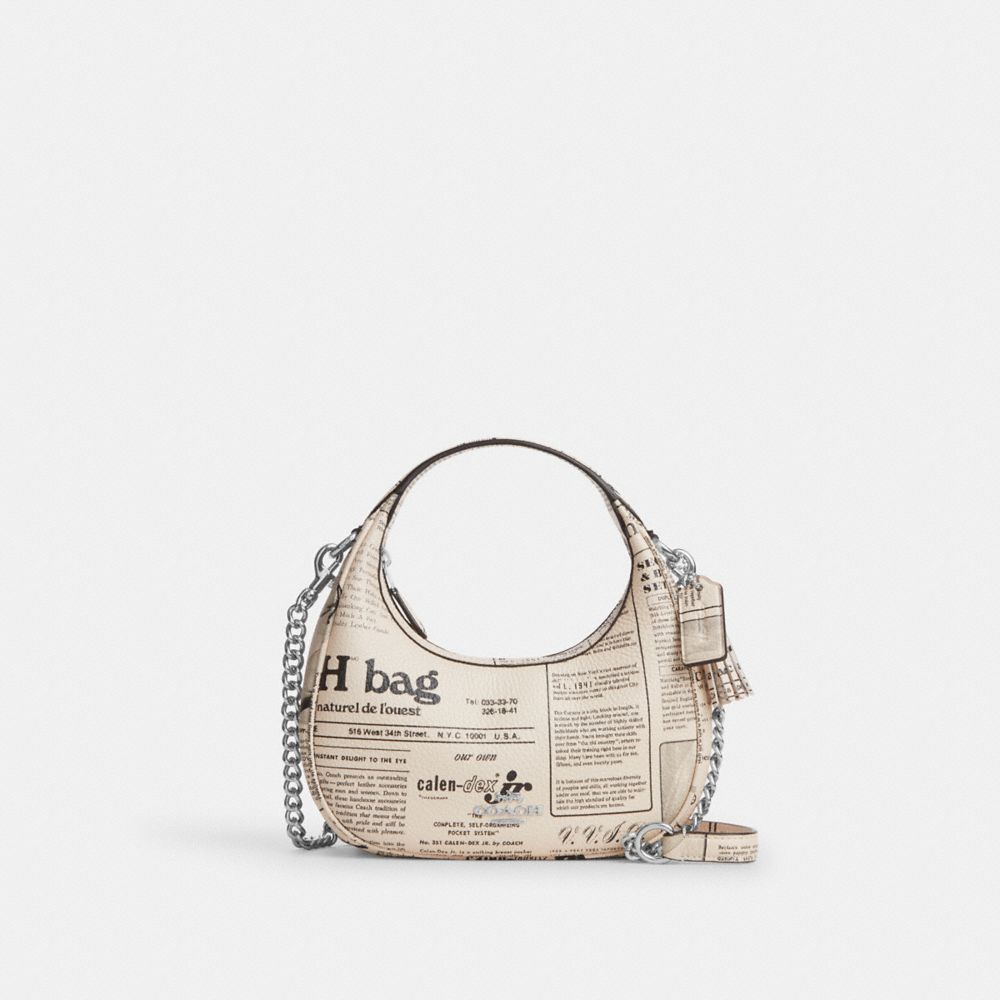 COACH&reg;,Carmen Mini Crossbody Bag With Newspaper Print,,Front View