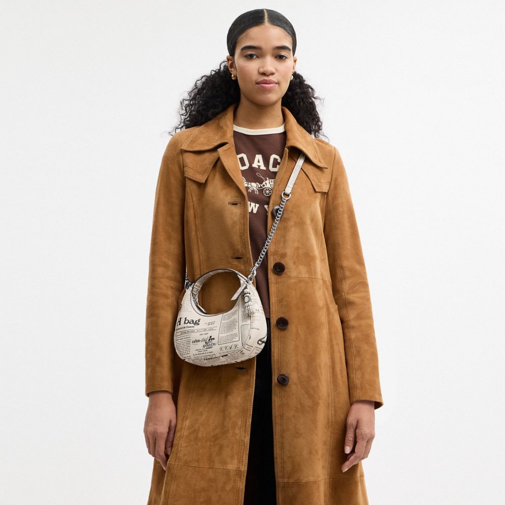 COACH®,Carmen Mini Crossbody Bag With Newspaper Print,Cream
