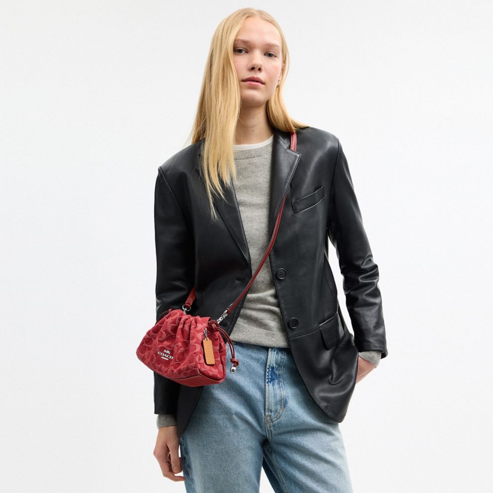 COACH®,SAC ÉPAULE FAYE EN DENIM EXCLUSIF,Denim,Argenté