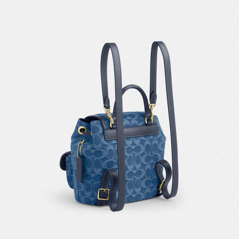 COACH®,Hadley Backpack In Signature Denim,Navy,Angle View