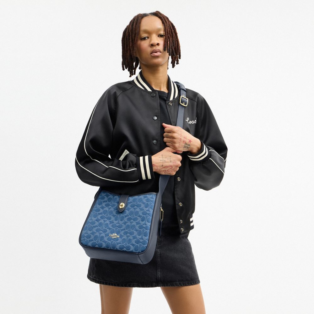 COACH®,Hadley Convertible Crossbody Bag In Signature Denim,Navy