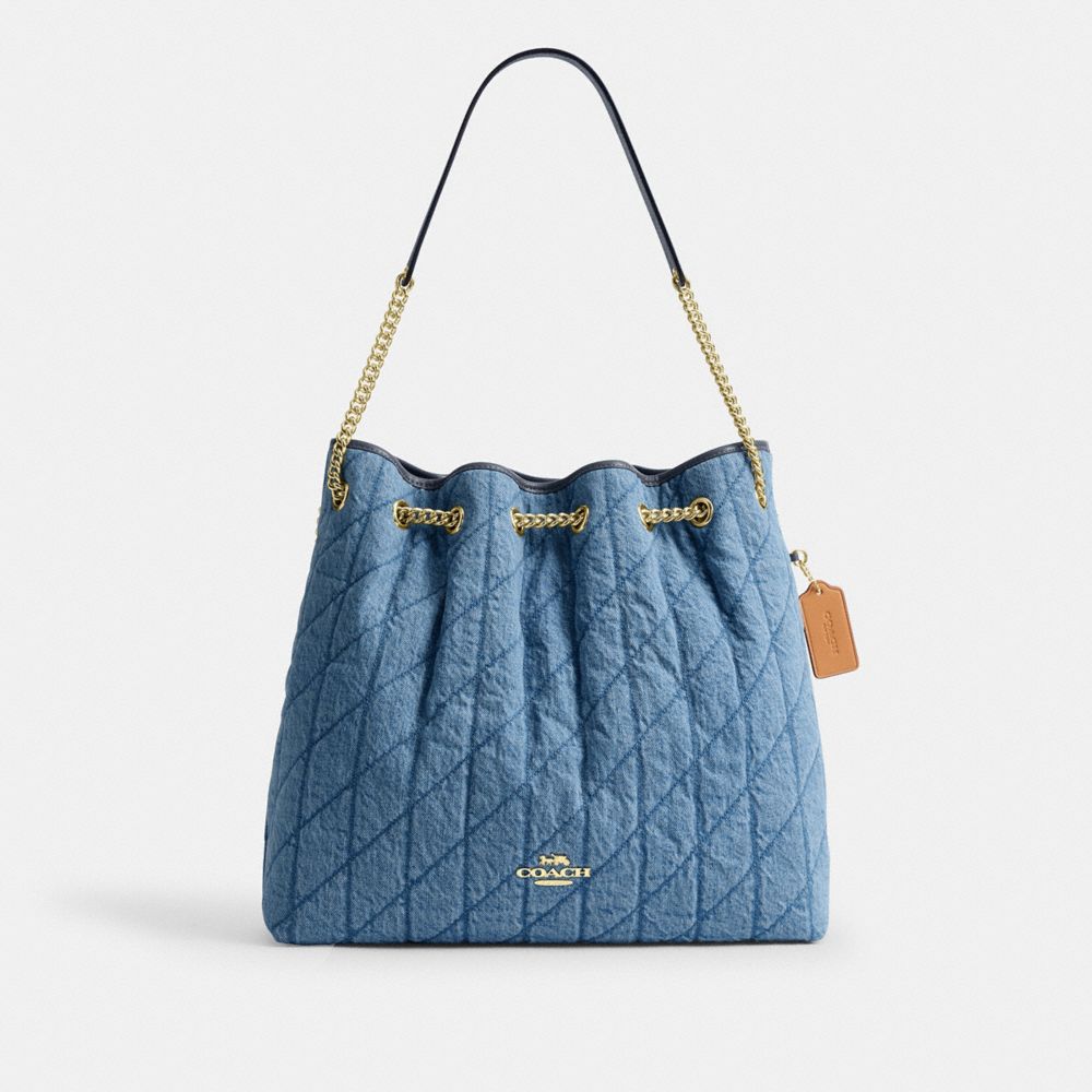 COACH®,Denim matelassé,Or/Indigo,Front View