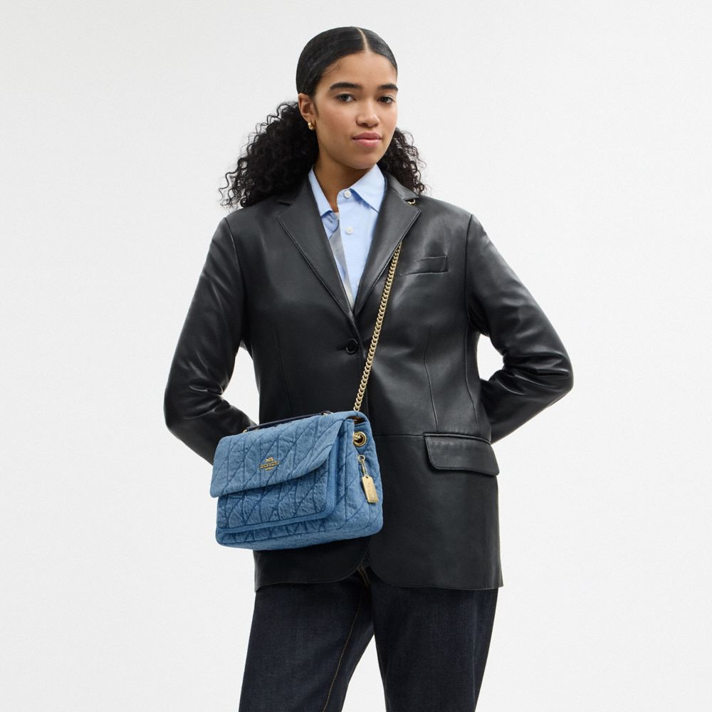 COACH®,Elodie Crossbody Bag In Regenerative Cotton With Quilting,Blue