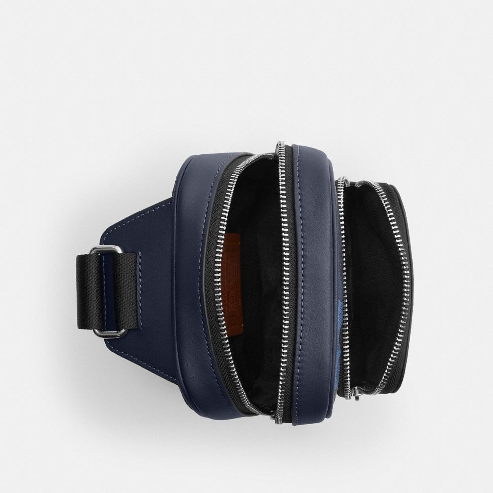 COACH®,Racer Sling Pack In Signature Camo Print,Canvas,Leather,Slingback,Applique,Adjustable,Casual,Multi Color,Inside View,Top View