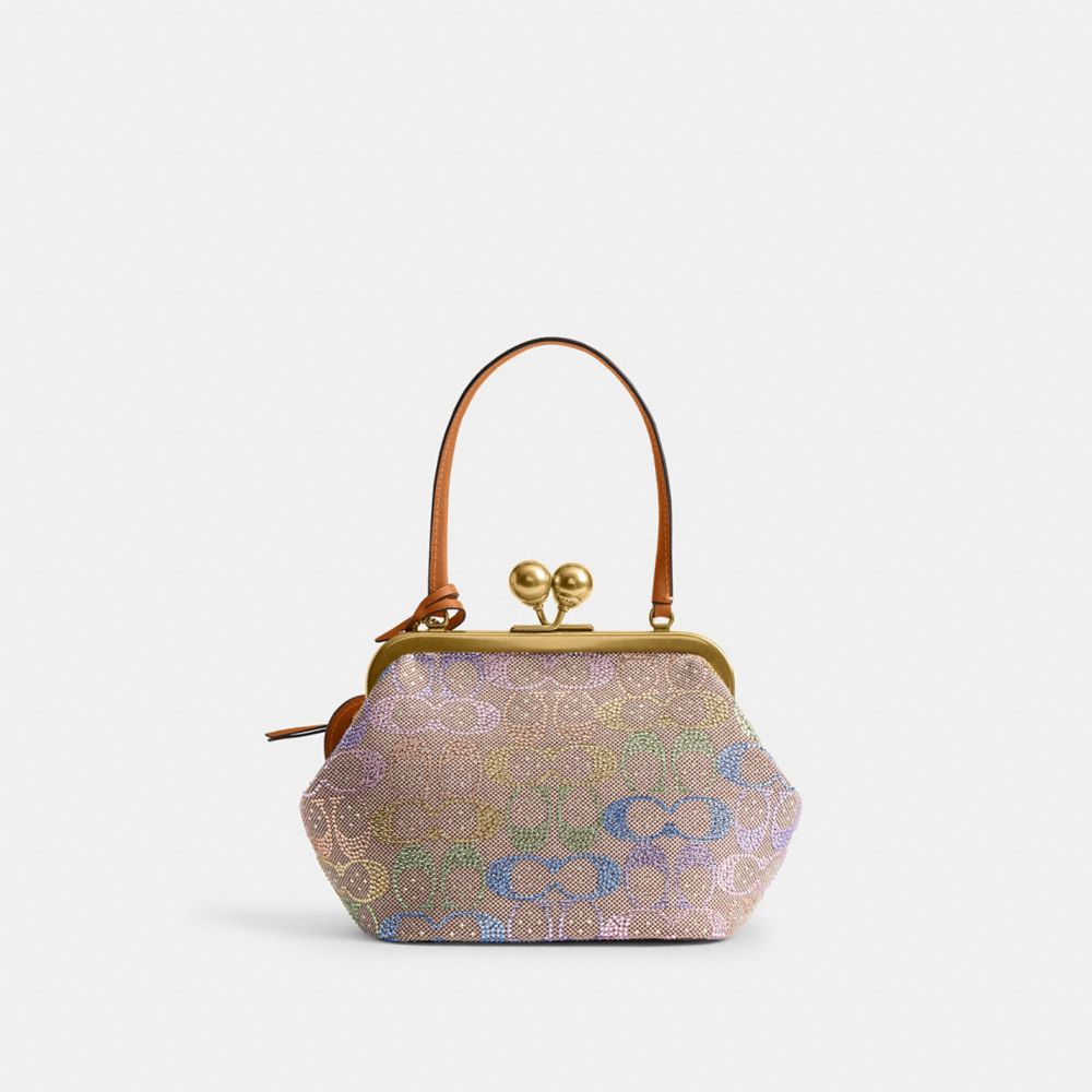 COACH®,Kisslock Frame Bag 16 In Crystal Signature Jacquard,,Back View