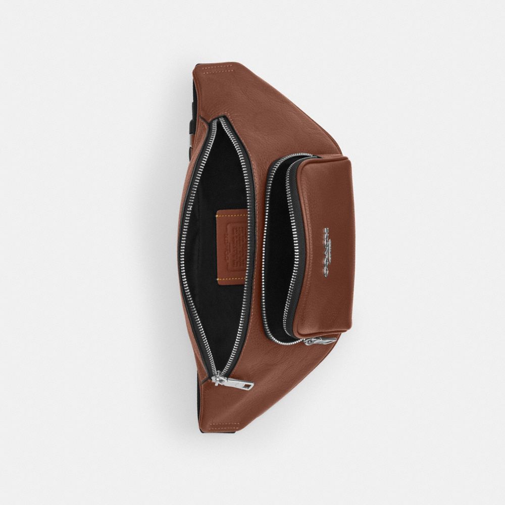 COACH®,Racer Small Belt Bag In Signature Leather,Brown,Inside View,Top View