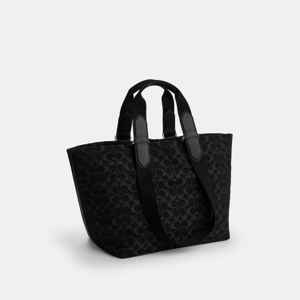 COACH®,スモール ツアー トート バッグ・シグネチャー デニム,トート&ビジネスバッグ,ｼﾙﾊﾞｰ/ﾌﾞﾗｯｸ