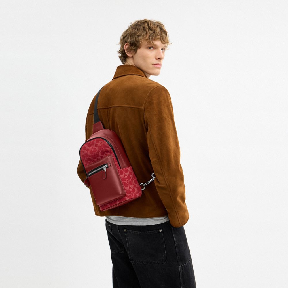 COACH®,Denim,Argent/Rouge Rubis,Detail View