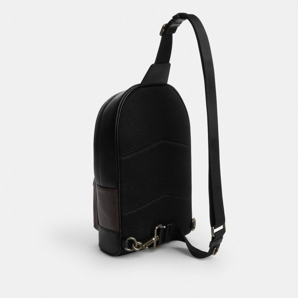 COACH®,West Pack In Signature Canvas With Varsity Stripe,Gray,Angle View